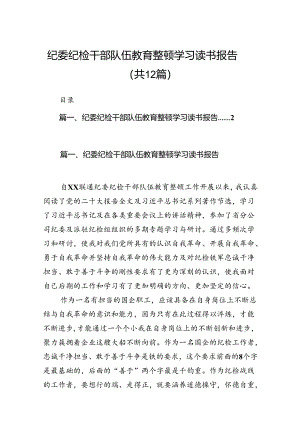 纪委纪检干部队伍教育整顿学习读书报告【12篇】.docx