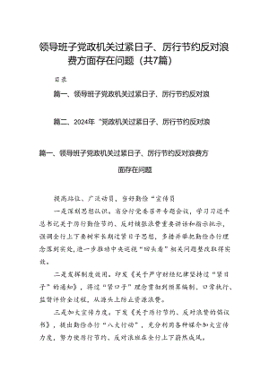 领导班子党政机关过紧日子、厉行节约反对浪费方面存在问题7篇（详细版）.docx
