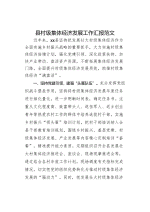 县村级集体经济发展工作汇报经验材料总结报告.docx