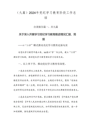 （九篇）2024年党纪学习教育阶段工作总结.docx