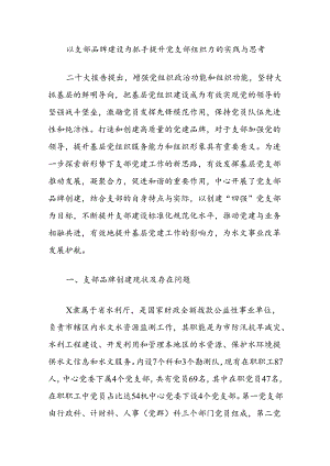 以支部品牌建设为抓手提升党支部组织力的实践与思考.docx