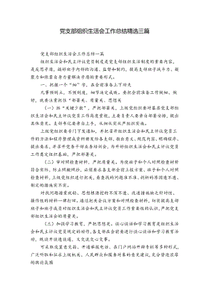 党支部组织生活会工作总结精选三篇.docx