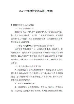 2024半年度计划怎么写(10篇).docx
