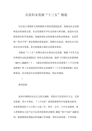 吉县妇女发展“十三五”规划.docx