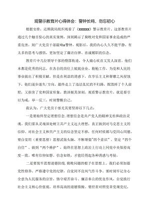 观警示教育片心得体会：警钟长鸣勿忘初心.docx