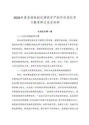 2024年度坚持铁的纪律把牢严的作风党纪学习教育研讨发言材料.docx