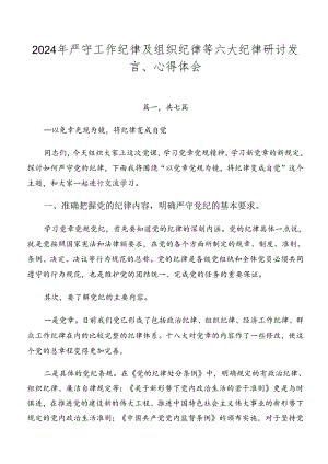 2024年严守工作纪律及组织纪律等六大纪律研讨发言、心得体会.docx