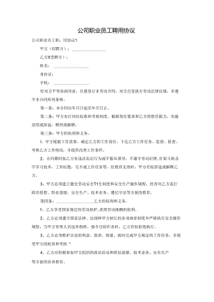 公司职业员工聘用协议.docx