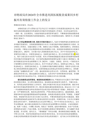 市财政局在2024年全市推进巩固拓展脱贫成果同乡村振兴有效衔接工作会上的发言.docx