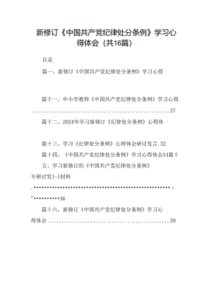 （16篇）新修订《中国共产党纪律处分条例》学习心得体会优选.docx