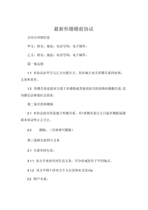 最新形婚婚前协议.docx