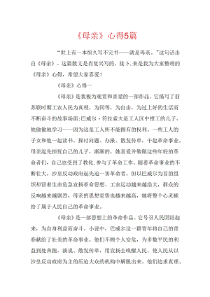 《母亲》心得5篇.docx