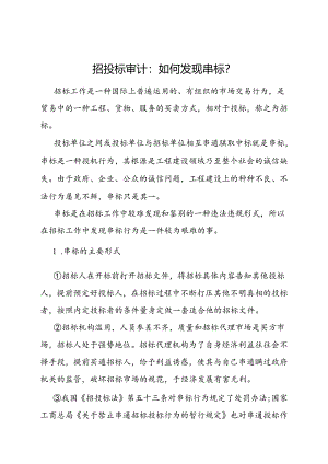 审计技巧：招投标审计如何发现串标？.docx