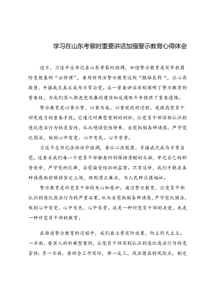 4篇 2024年学习在山东考察时重要讲话加强警示教育心得体会.docx