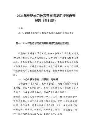 2024年党纪学习教育开展情况汇报附自查报告11篇供参考.docx