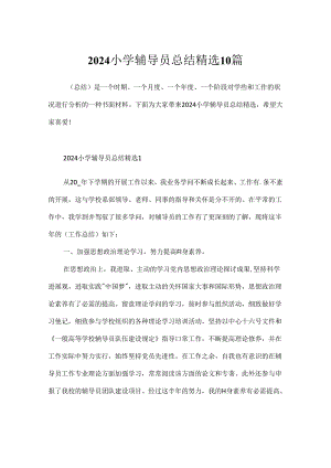 2024小学辅导员总结精选10篇.docx