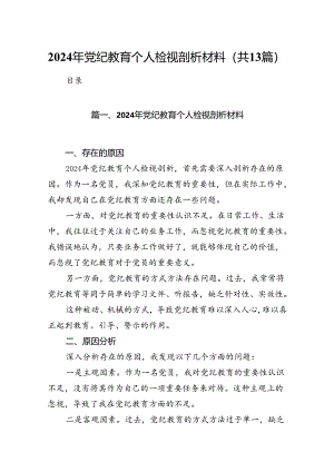 2024年党纪教育个人检视剖析材料13篇（详细版）.docx