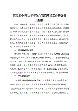 某局2024年上半年优化营商环境工作开展情况报告.docx