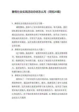 暑假社会实践活动总结怎么写（简短20篇）.docx