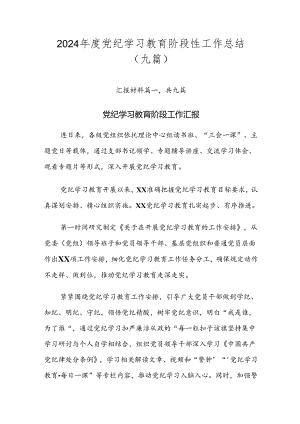 2024年度党纪学习教育阶段性工作总结（九篇）.docx