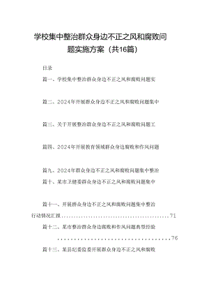 （16篇）学校集中整治群众身边不正之风和腐败问题实施方案（详细版）.docx