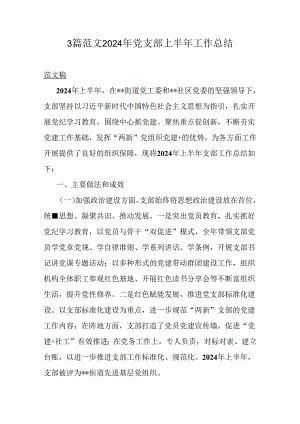 3篇范文2024年党支部上半年工作总结.docx