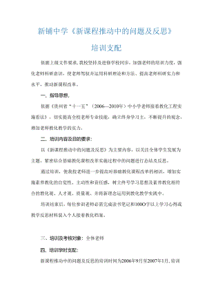 《新课程推进中的问题与反思》培训计划.docx