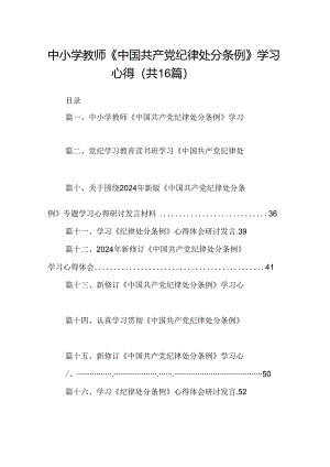 （16篇）中小学教师《中国共产党纪律处分条例》学习心得范文.docx