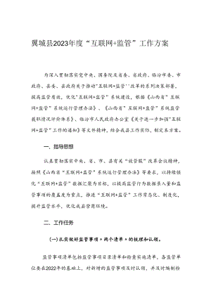 翼城县2023年度“互联网+监管”工作方案.docx
