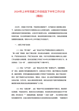 2024年上半年党建工作总结及下半年工作计划.docx