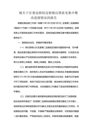镇关于区委巡察组巡察镇反馈意见集中整改进展情况的报告.docx