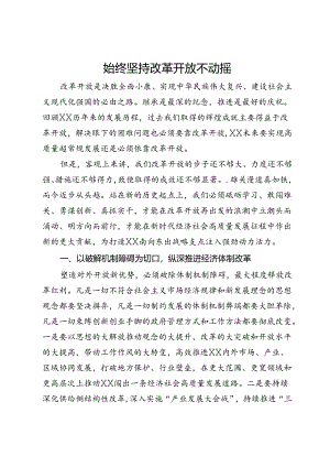 研讨发言：始终坚持改革开放不动摇.docx