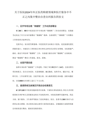 关于医院2024年纠正医药购销领域和医疗服务中不正之风集中整治自查自纠报告四份文.docx