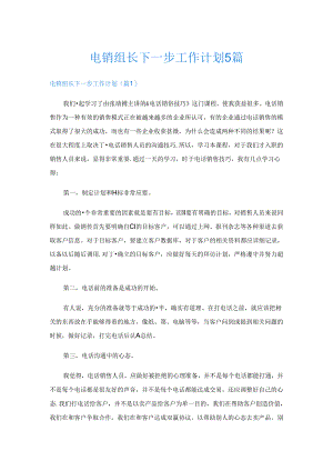 电销组长下一步工作计划5篇.docx