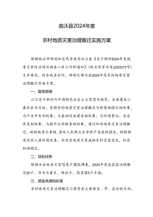 曲沃县2024年度农村地质灾害治理搬迁实施方案.docx