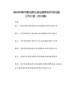 2024年集中整治群众身边腐败和作风问题工作汇报12篇（详细版）.docx