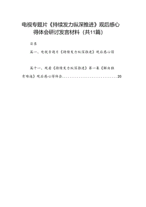 （11篇）电视专题片《持续发力纵深推进》观后感心得体会研讨发言材料汇编.docx