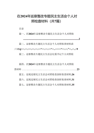 在2024年巡察整改专题民主生活会个人对照检查材料【七篇精选】供参考.docx