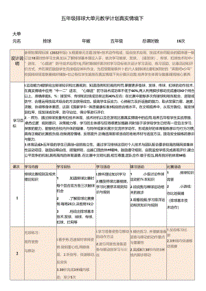 小学体育教学：26-五年级排球大单元教学计划真实情境下.docx