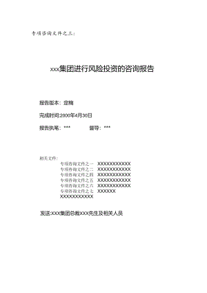某集团进行风险投资的咨询报告.docx
