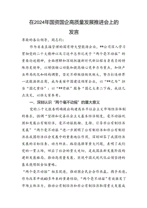 在2024年国资国企高质量发展推进会上的发言.docx