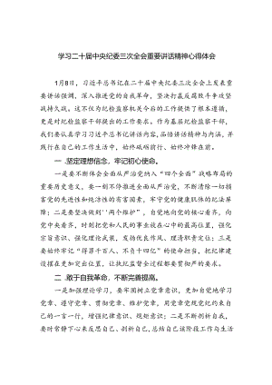 学习二十届中央纪委三次全会重要讲话精神心得体会（共五篇）.docx