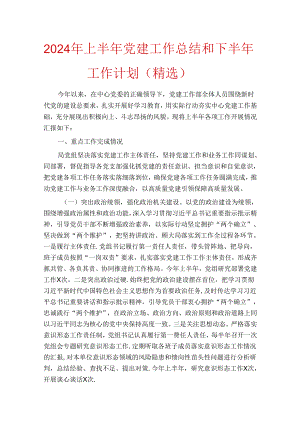 2024年上半年党建工作总结和下半年工作计划（精选）.docx