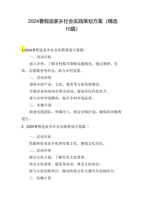2024暑假返家乡社会实践策划方案（精选10篇）.docx