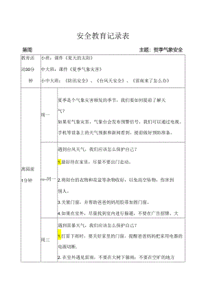 幼儿园-夏季气象安全-安全教育记录.docx