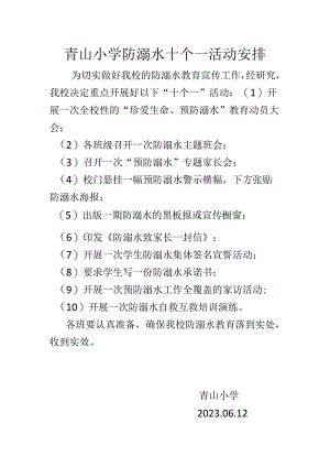 青山小学防溺水十个一活动安排.docx