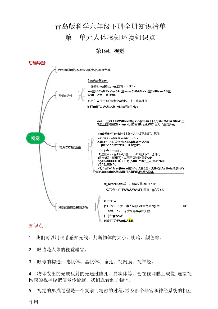 青岛版科学六年级下册全册知识清单.docx_第1页