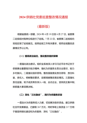 2024供销社党委巡查整改情况通报（最新版）.docx