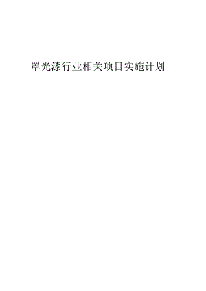 2023年罩光漆行业相关项目实施计划.docx