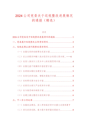 2024公司党委关于巡视整改进展情况的通报（精选）.docx